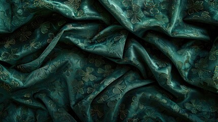 Dark green velvet texture with subtle shamrock embossing, creating a luxurious background for St. Patrick's Day celebrations