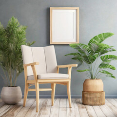Frame Mockup Design 프레임 목업 ,벽보 액자 , 화분 의자 소품 집 배경 인테리어
