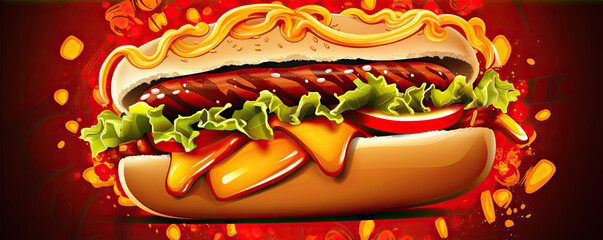 Animated happy hot dog character