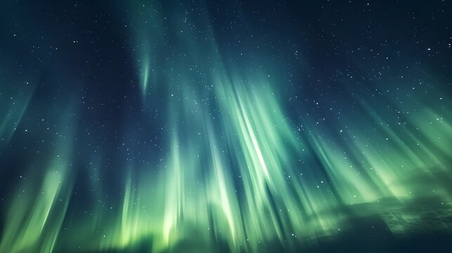 Enchanting Northern Lights Night Sky with Starry Background and Aurora Borealis Display in Green and Blue Hues