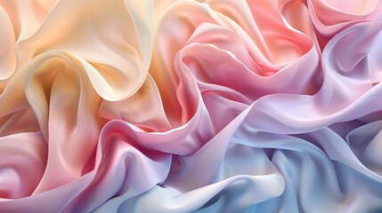 Ethereal Pastel Fabrics Digital Artwork - Tranquil, Dreamy Atmosphere