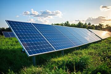 Renewable energy farm solar and wind for clean energy background. - 754747668