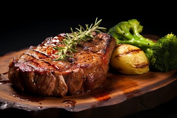 Juicy Steak meat. Food raw fresh. Generate Ai