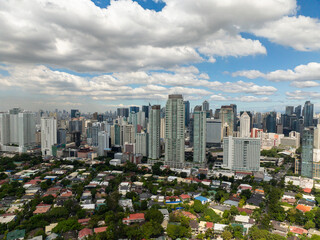 Makati Skyline. Buildings and modern apartments in Metro Manila. Cityscape. Philippines.