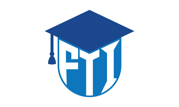 FTI initial letter academic logo design vector template. school college logo, university logo, graduation cap logo, institute logo, educational logo, library logo, teaching logo, book shop, varsity	