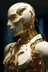 fictional robot with amazing golden details, Generative AI
