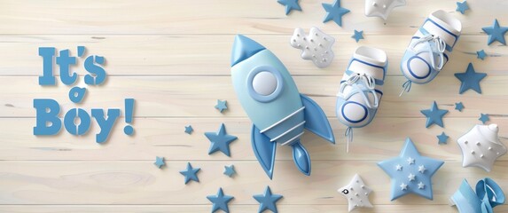 Baby shower template for boy. Its a boy baby shower invitation with lettering