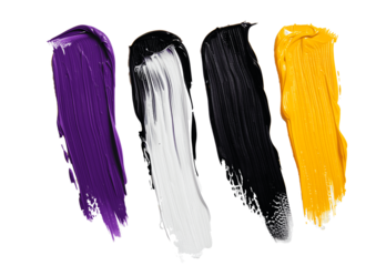 Black, yellow, white and purple palette abstract rough colorful multicolored art painting texture, with oil brushstroke, pallet knife paint on canvas.