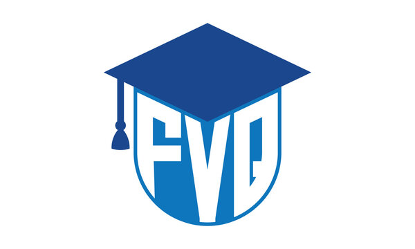 FVQ initial letter academic logo design vector template. school college logo, university logo, graduation cap logo, institute logo, educational logo, library logo, teaching logo, book shop, varsity	