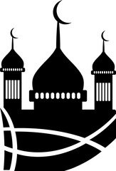 Abstract illustration of a mosque. Silhouette of a mosque