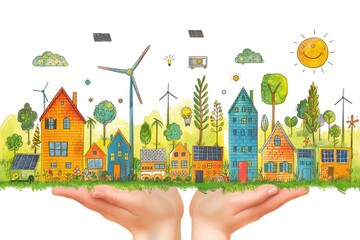 Building Sustainable Urban Ecosystems with Country Architecture and Smart Home Technologies: The Integration of LED and Solar Cooling Systems - obrazy, fototapety, plakaty