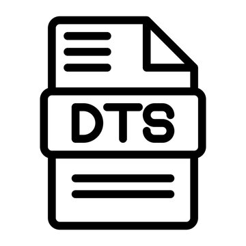 Dts file type icons. Audio extension icon outline design. Vector Illustrations.