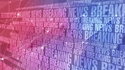 Breaking news text connected lines create world affair backdrop for global news display