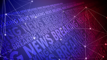 Connected lines breaking news text and world news background for modern digital media presentation