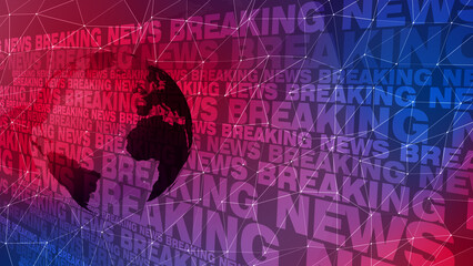Background theme breaking news text on world globe modern layout for global news information