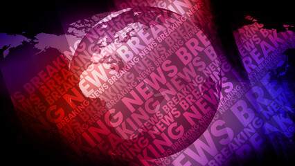Network breaking news text and world globe dynamic backdrop for global news media