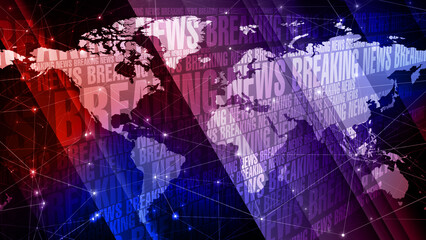 World news breaking news text and world map create modern global report presentation