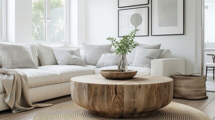 Scandinavian Style Living Room with Natural Wood Accents
