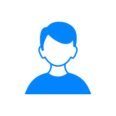 A simple blue profile icon of a person. Simple minimalistic profile icon.