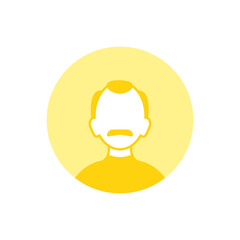 A simple yellow profile icon of a person in a circle. Simple minimalistic profile icon.