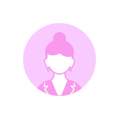 A simple pink profile icon of a person in a circle. Simple minimalistic profile icon.