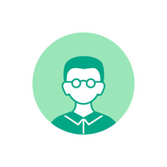 A simple green profile icon of a person in a circle. Simple minimalistic profile icon.