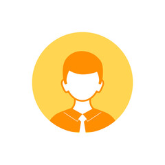 A simple orange profile icon of a person in a circle. Simple minimalistic profile icon.