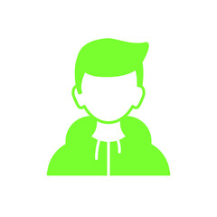 A simple green profile icon of a person. Simple minimalistic profile icon.
