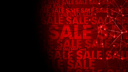 Sale text and connected lines creative idea for red themed market promotion