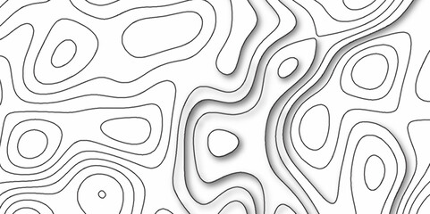 Modern Topographic map background geographic line map with elevation assignments. Map on land vector terrain Illustration. Topo contour map on white background. The black on white contours vector .