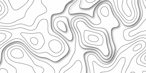 Modern Topographic map background geographic line map with elevation assignments. Map on land vector terrain Illustration. Topo contour map on white background. The black on white contours vector .