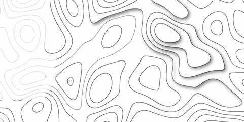 Modern Topographic map background geographic line map with elevation assignments. Map on land vector terrain Illustration. Topo contour map on white background. The black on white contours vector .