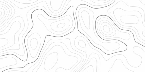 Modern Topographic map background geographic line map with elevation assignments. Map on land vector terrain Illustration. Topo contour map on white background. The black on white contours vector .