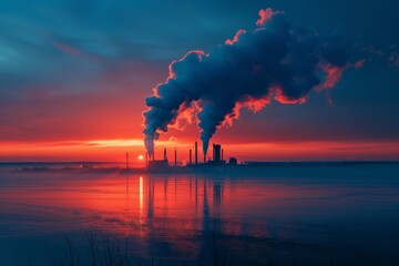 A factory emitting toxic fumes into the air - obrazy, fototapety, plakaty