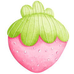 Fresh strawberry watercolor illustration for decoration on fruit