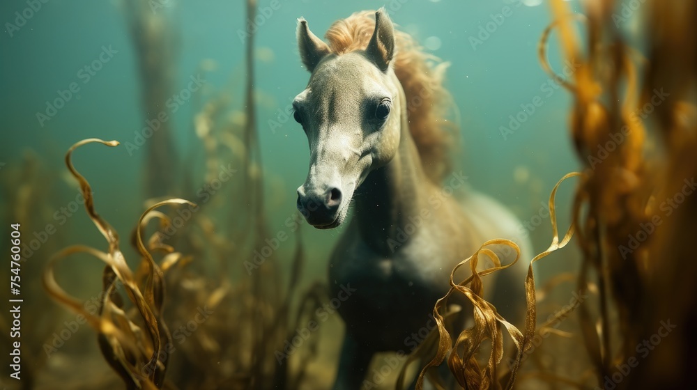 Sticker horse in the field