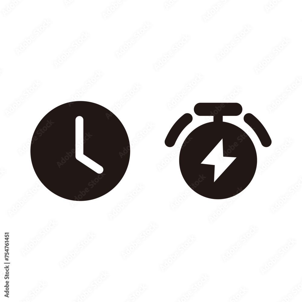 Poster Timer icon vector. Clock and lightning sign. Flat style vector. resources graphic element design. Vector illustration with application UI and technology themes