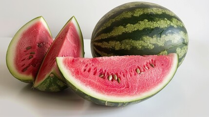 Watermelon has juicy red flesh. rich in water