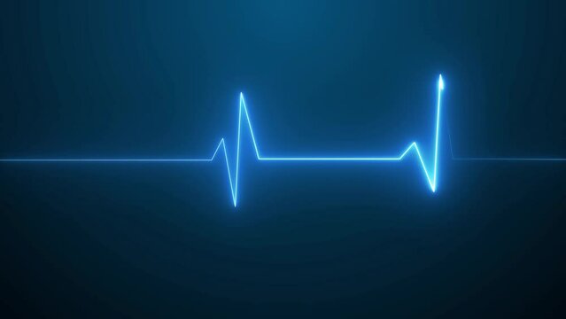 Abstract glowing neon heartbeat signal animation.