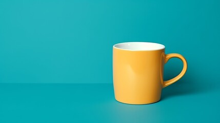 Avant-garde style is evident in a white mug holding a cup of coffee set against a vibrant colored background.