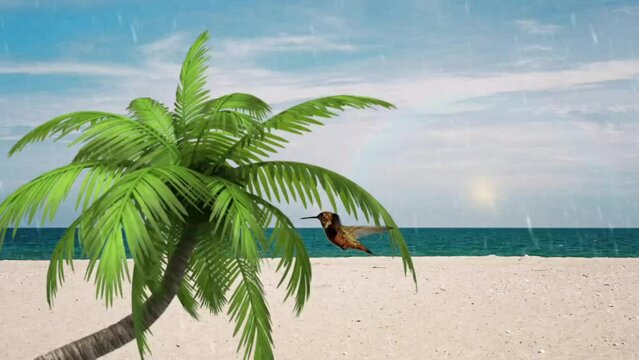 palm tree on the beach seamless looping 4k animation video background