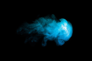 blue smoke steam spray, and abstract vapor water isolated on a black background. concept of texture...