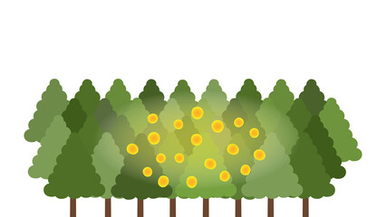 飛散量がやや多いスギ花粉のイラスト