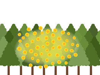 飛散量が非常に多いスギ花粉のイラスト