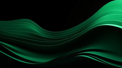Green strip waves adorn a black background, offering an abstract texture that captivates the eye with its dynamic design.