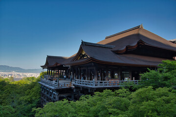 A view of Kiyomizu-dera temple in the morning.   Kyoto Japan 
