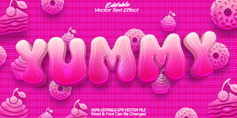Yummy Vector Text Effect Editable Alphabet Pink Tasty Candy Food Cake
