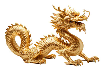 Fototapeta premium golden dragon statue isolated