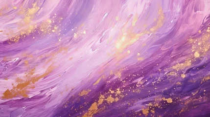 Keuken spatwand met foto Multicolored acrylic curls, adorned with purple and gold sequins, create a vibrant avant-garde painting with a textured background. © Tahir