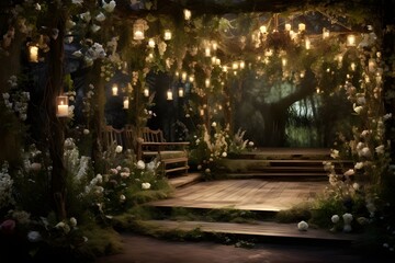 Obraz premium Midsummer Nights Dream Shakespearean Garden Setting